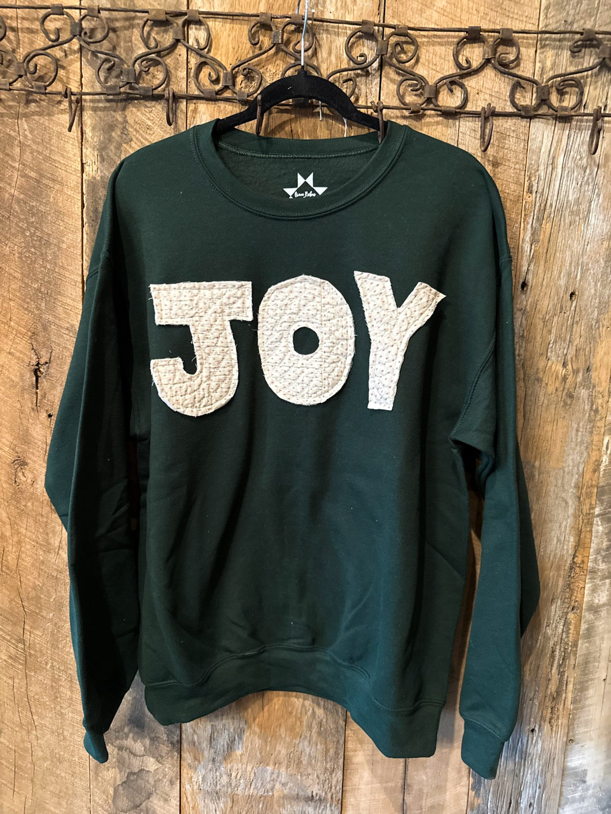 Oversized Joy w/white lettering Sweatshirt (Forest Green)