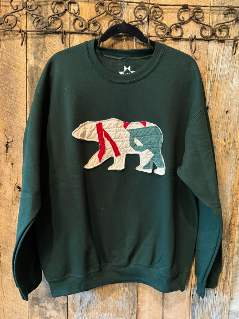 Oversized Polar Bear Sweatshirt (Forest Green)